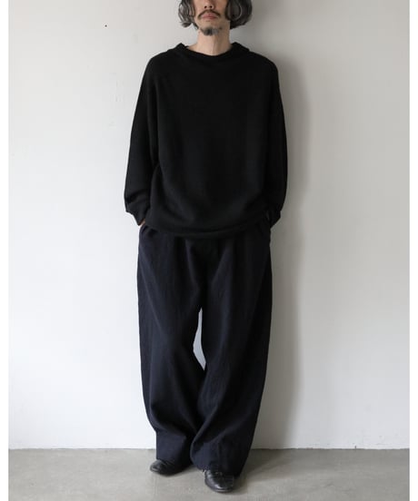 MITTAN / ウールシルクWフェイスフーディ <黒>
