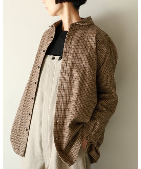 R&D.M.Co- / COTTON WOOL OVERSIZED SHIRT <check>