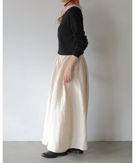 R&D.M.Co- / DENSELY LINEN TUCK LONG SKIRT <antique white>