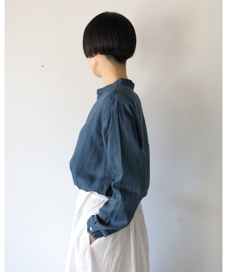 MITTAN / ラミーシルクシャツ <藍×胡桃>