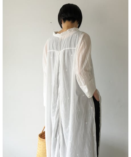 quitan / AO DAï LONG SHIRT - Jamdani Heart <white>