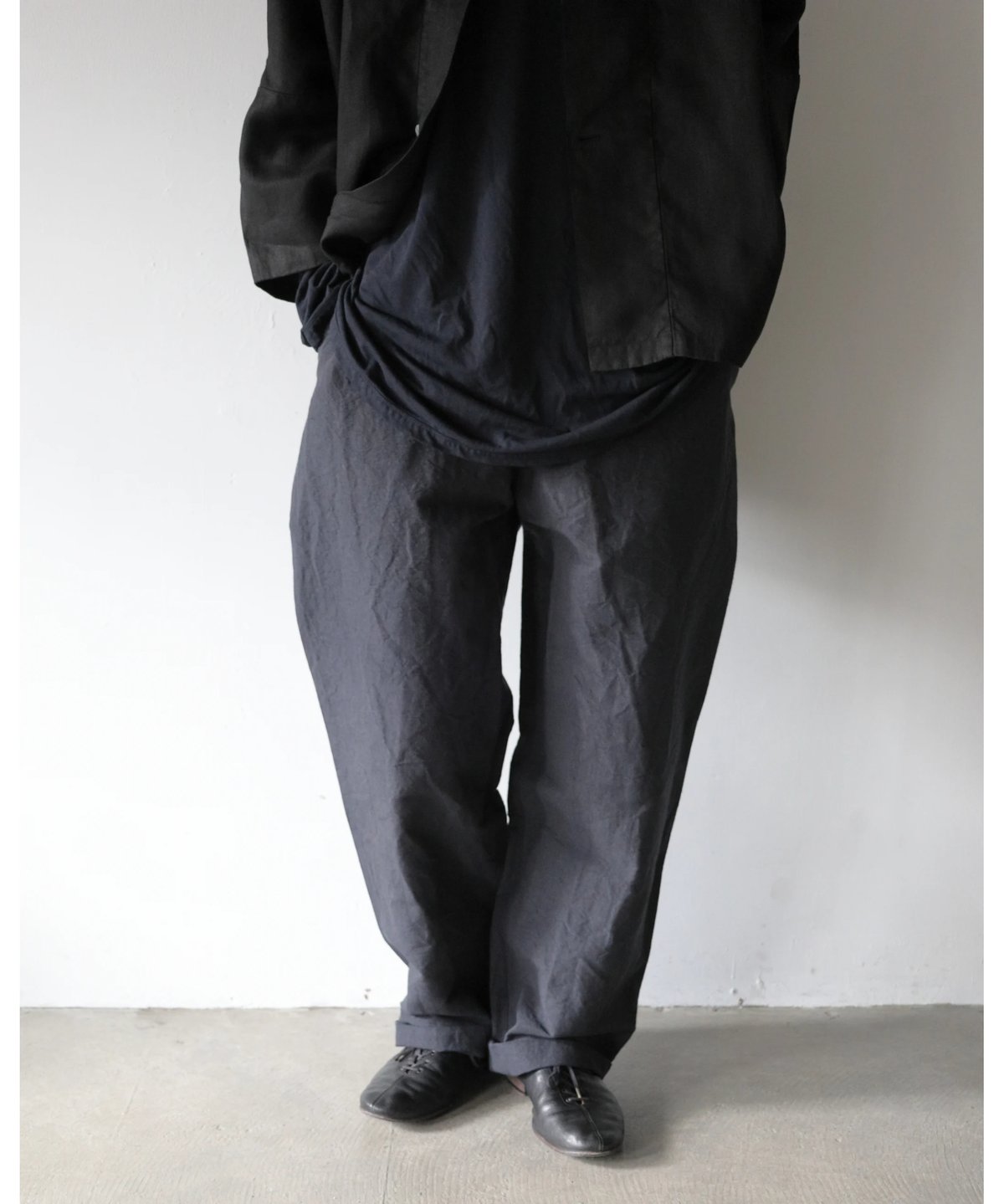mittan 綿パンツ 2　M〜L程度　黒 MITTAN / 麻綿高密度ロングパンツ <墨黒> | AUTHOR
