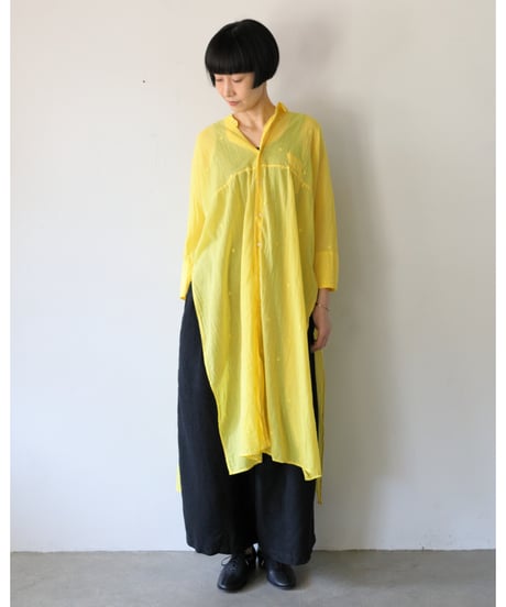 quitan / AO DAï LONG SHIRT - Jamdani Heart  <lemon>