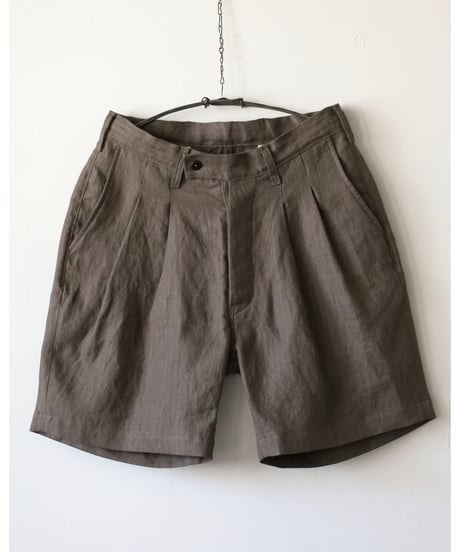 kläuse / The Shorts 2 <khaki : belarus linen herringbone>