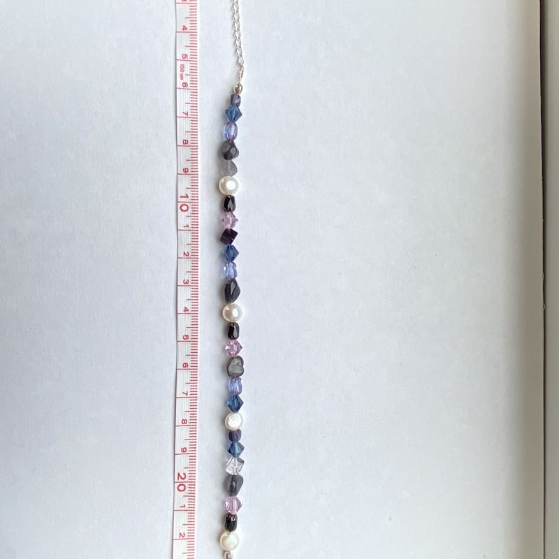 天然石とクリスタルガラスビーズのブレスレット ブルー SV925 | Présent