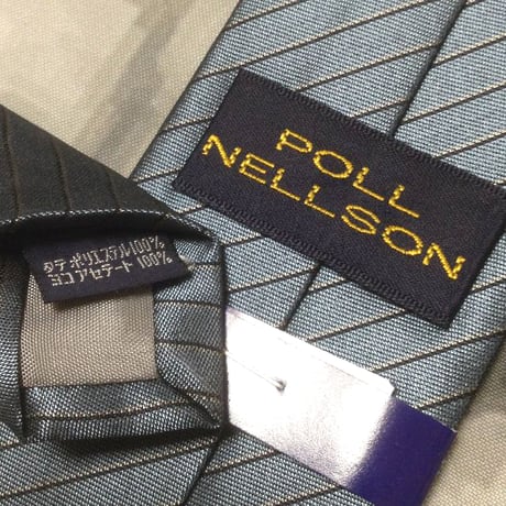 POLL NELLSON 美品 新品未使用帯付 微光沢 ネクタイ 斜めストライプ レジメンタル ナロータイ ミックス S-007815