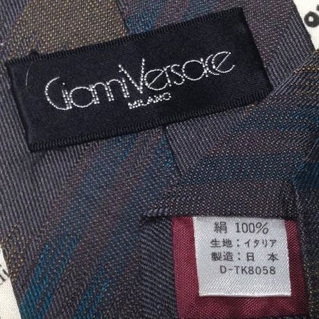 ヴェルサーチ VERSACE 美品 微光沢 ネクタイ イタリア生地 日本製 シルク100% 斜めストライプ レジメンタル ミックス Z-006289