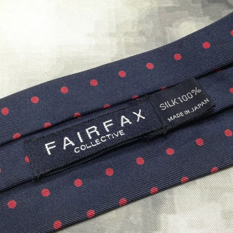 フェアファックス FAIRFAX 良品 微光沢 ネクタイ シルク100% ドット柄 アスコット タイ 濃紺系 ネイビー系 Z-008286