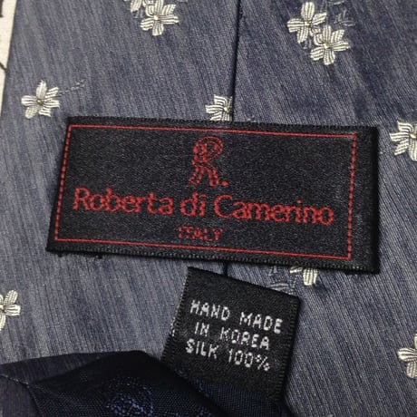 ロベルタ ディ カメリーノ ROBERTA DI CAMERINO 美品 未使用品 微光沢 ネクタイ シルク 小花柄 グレー系 M-007392