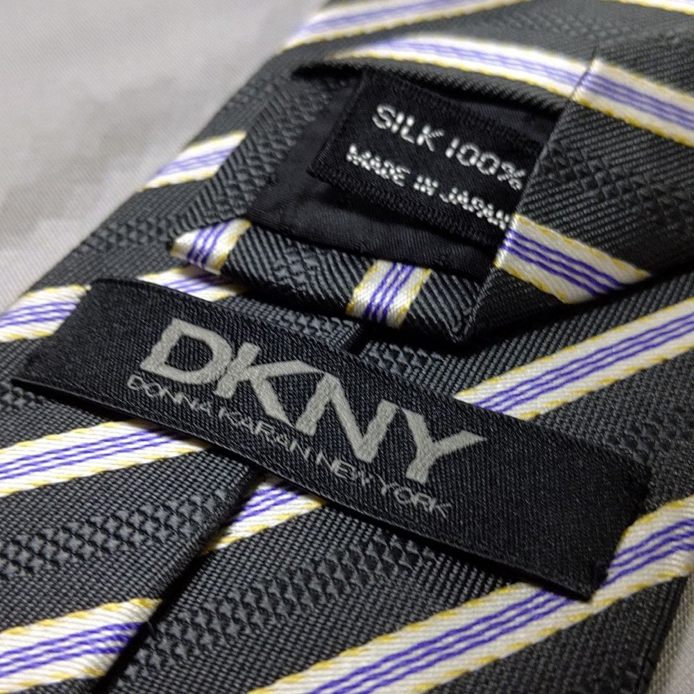 ダナキャランニューヨーク DKNY 美品 微光沢 ネクタイ 斜めストライプ