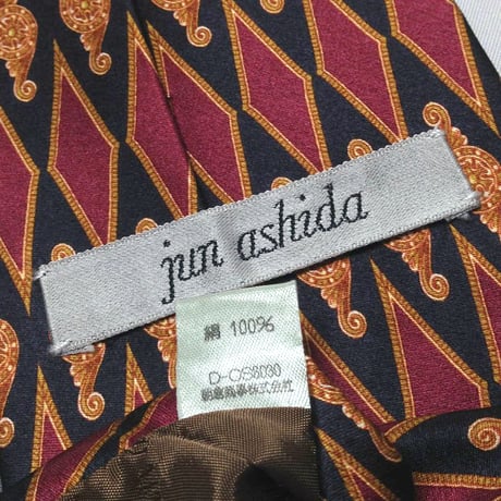 ジュンアシダ Jun Ashida 美品 未使用品 微光沢 ネクタイ シルク100% パターン柄 ミックス C-008524