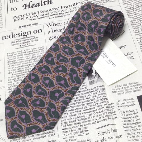 ジョルジオアルマーニ GIORGIO ARMANI 美品 新品未使用タグ付 微光沢 ネクタイ イタリア製 シルク100% パターン柄 ミックス B-006471