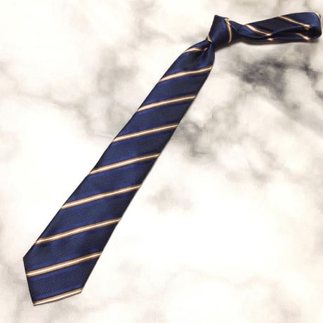 シンプルフレーズクラバット SIMPLE PHRASE CRAVAT 美品 微光沢 ネクタイ ストライプ 濃紺系 ネイビー系 U-009363