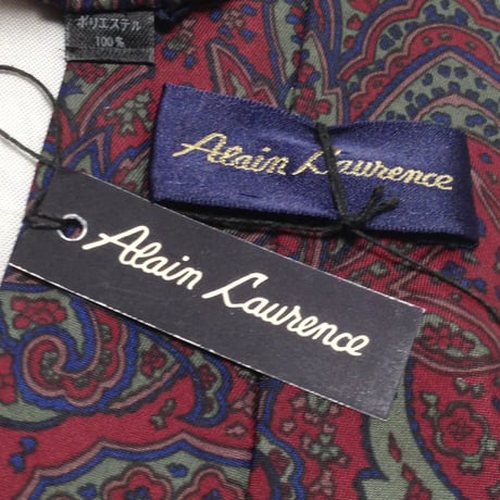 Alain Laurence 美品 新品未使用タグ付 微光沢 ネクタイ ポリエステル100% ペイズリー柄 ミックス V-008052
