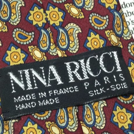 ニナリッチ NINA RICCI 微光沢 ネクタイ フランス製 シルク ペイズリー柄 ミックス X-006098