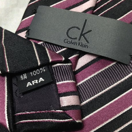 カルバン クライン Calvin Klein CK 良品 微光沢 ネクタイ 日本製 シルク100% 斜めストライプ レジメンタル U-007924