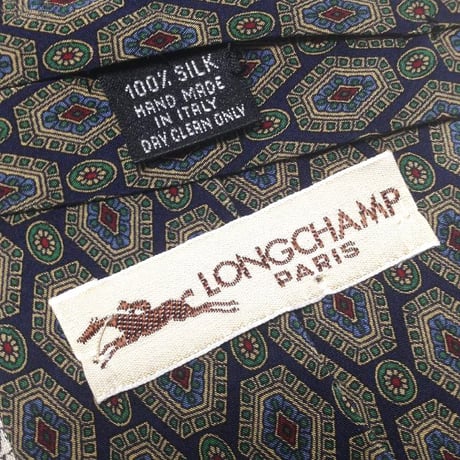 ロンシャン Longchamp 微光沢 ネクタイ イタリア製 シルク100% パターン柄 ミックス N-007443