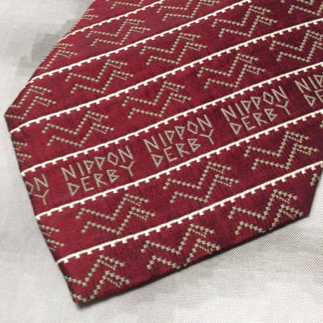 66回 日本ダービー JRA 66th NIPPON DERBY 美品 未使用品 微光沢 ネクタイ パターン柄 ワインレッド系 赤系 X-008137