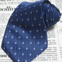 ランバン LANVIN 美品 未使用品 微光沢 ネクタイ フランス製 シルク100% パターン柄 濃紺系ベース ネイビー F-004813
