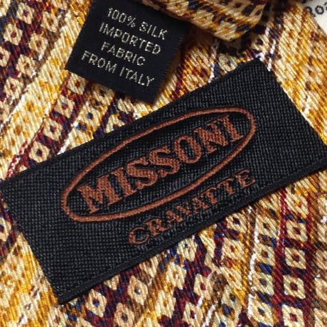 ミッソーニ MISSONI 良品 微光沢 ネクタイ 日本製 シルク100% 斜めストライプ レジメンタル ミックス Y-006232