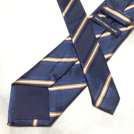 シンプルフレーズクラバット SIMPLE PHRASE CRAVAT 美品 微光沢 ネクタイ ストライプ 濃紺系 ネイビー系 U-009363