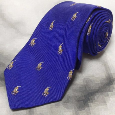 ポロ POLO ラルフローレン RALPH LAUREN 良品 微光沢 ネクタイ シルク100% ジョッキー 騎馬 ミックス T-007856