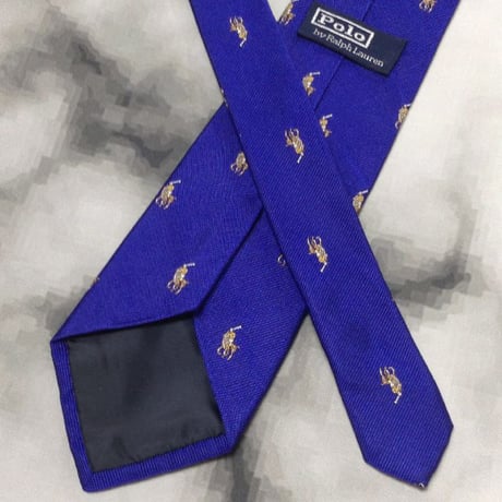 ポロ POLO ラルフローレン RALPH LAUREN 良品 微光沢 ネクタイ シルク100% ジョッキー 騎馬 ミックス T-007856