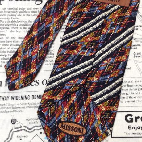 ミッソーニ MISSONI 微光沢 ネクタイ イタリア製 シルク100% パターン柄 ミックス Y-006231