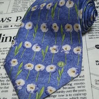 ダンヒル dunhill 微光沢 ネクタイ イタリア製 シルク100% 花柄 青系ベース ブルー系 F-004793