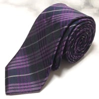 パーソンズフォーメン PERSON'S FOR MEN 良品 微光沢 ネクタイ チェック柄 ナロータイ 濃紺系 ネイビー系 U-009347