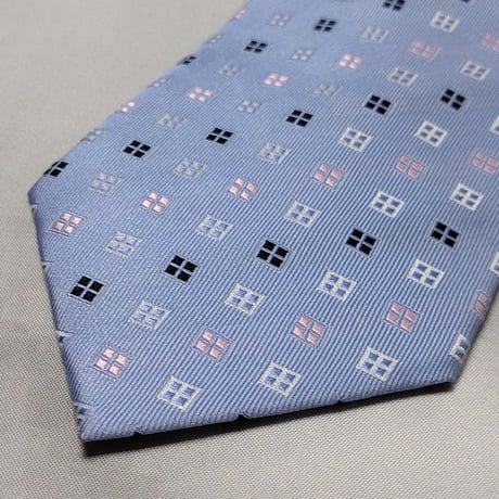 ブリックハウス BRICK HOUSE 美品 未使用品 微光沢 ネクタイ シルク100% パターン柄 青系 ブルー系 G-008769