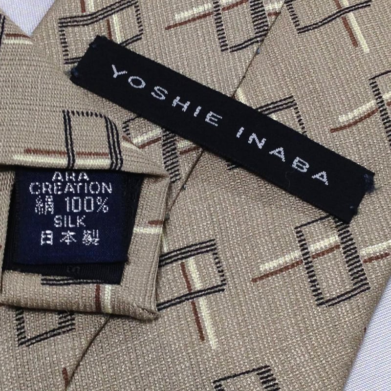 ヨシエイナバ yoshie inaba 美品 微光沢 ネクタイ 日本製 シルク100