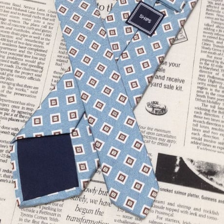 シップス SHIPS CLOTH PRODUCED BY FERMO FOSSATI フェルモ フォサーティ 未使用品 微光沢 ネクタイ ブロック柄 M-007387