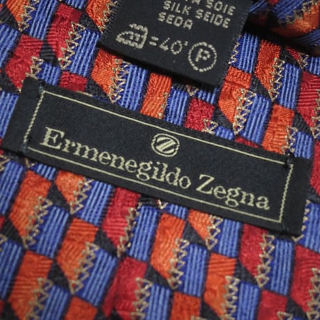 エルメネジルドゼニア Ermenegildo Zegna 美品 未使用品 微光沢 ネクタイ イタリア製 シルク100% パターン柄 ワインレッド系 赤系 F-004788