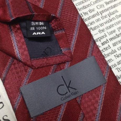 カルバン クライン Calvin Klein CK 良品 微光沢 ネクタイ シルク 斜めストライプ レジメンタル ミックス K-007082