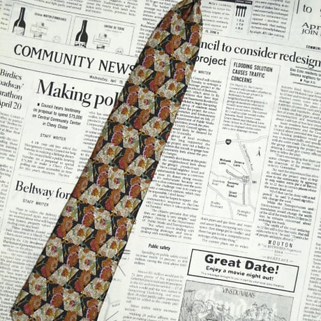 エルメネジルドゼニア Ermenegildo Zegna 良品 ネクタイ イタリア製 シルク100% 花柄 大剣裏斜めストライプ柄 ミックス R-005699