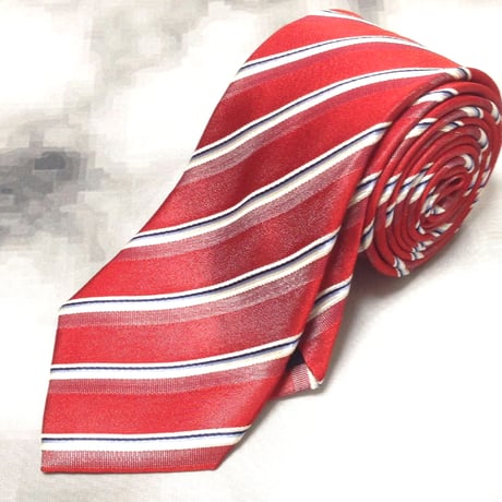 パーソンズフォーメン PERSON'S FOR MEN 良品 微光沢 ネクタイ 斜めストライプ レジメンタル レッド系 赤系 V-009381