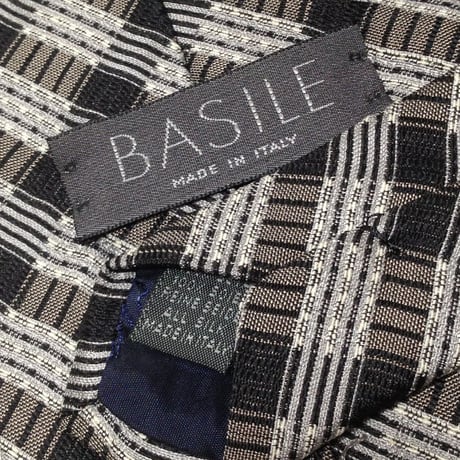 バジーレ バジル BASILE 美品 未使用品 微光沢 ネクタイ イタリア製 シルク100% パターン柄 ミックス Z-008290