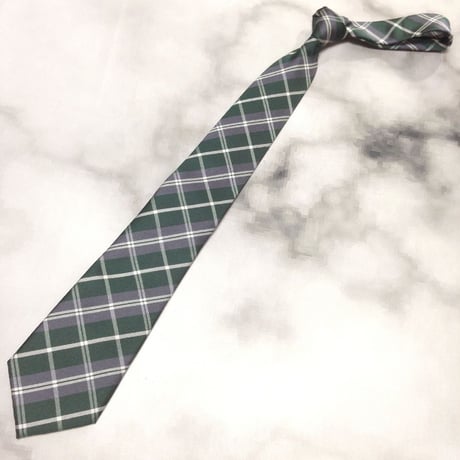 シンプルフレーズクラバット SIMPLE PHRASE CRAVAT 美品 微光沢 ネクタイ チェック柄 緑系 グリーン系 W-009424