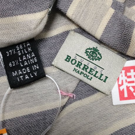 ルイジボレッリ LUIGI BORRELLI 微光沢 ネクタイ シルク ウール 斜めストライプ レジメンタル グレー系 V-007973
