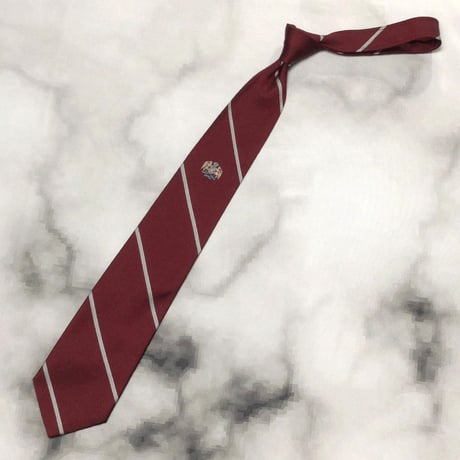 チャップス ラルフローレン CHAPS RALPH LAUREN 良品 微光沢 ネクタイ 斜めストライプ エンブレム ワインレッド系 赤系 X-008123