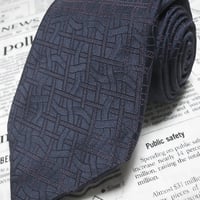 ステファノリッチ STEFANO RICCI 良品 微光沢 ネクタイ イタリア製 シルク100% パターン柄 濃紺系ベース ネイビー H-004999