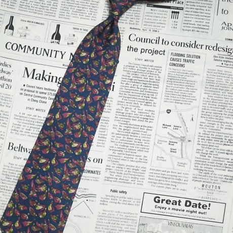 エルメネジルドゼニア Ermenegildo Zegna ネクタイ イタリア製 シルク100% パターン柄 裏地斜めストライプ 濃紺系ベース ネイビー J-005215