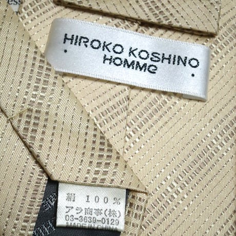 ヒロコ コシノ オム HIROKO KOSHINO HOMME 微光沢 ネクタイ シルク100% パターン柄 クリーム色系ベース H-004954