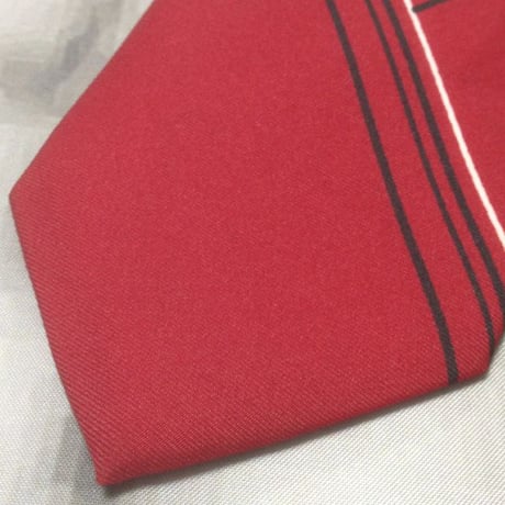 Jan 美品 新品未使用タグ付 微光沢 ネクタイ ポリエステル100% 斜めストライプ レジメンタル レッド系 赤系 S-007816