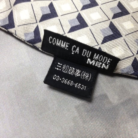 コム サ デ モード メン COMME CA DU MODE  良品 微光沢 ネクタイ シルク100% パターン柄 ナイフカットタイ Q-009211