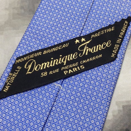ドミニクフランス Dominique France 微光沢 ネクタイ フランス製 シルク パターン柄 青系 ブルー系 F-008673