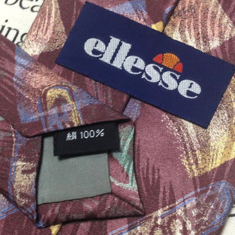 エレッセ ellesse 美品 未使用品 微光沢 ネクタイ 日本製 シルク100% パターン柄 ミックス N-007444