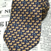 エルメス HERMES 美品 ネクタイ フランス製 シルク100% アヒル柄 動物 アニマル ミックス K-005330