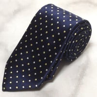 イード＆レヴェンスクロフト Ede & Ravenscroft 美品 未使用品 微光沢 ネクタイ ドット 濃紺系 ネイビー系 V-009401